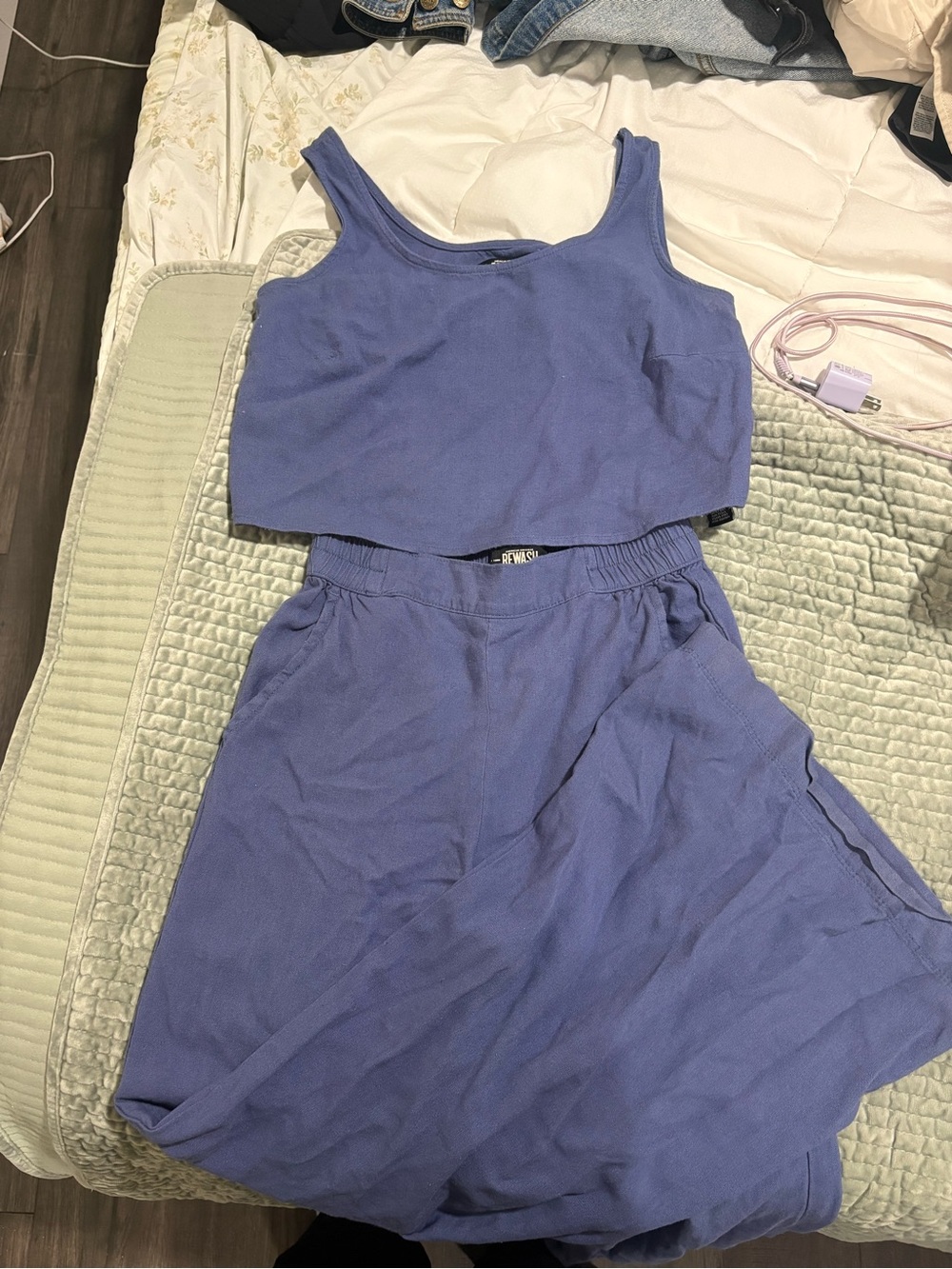 Girls' blue Two-Piece Tank Top & wide leg set
